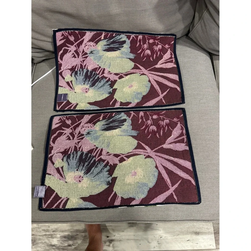 Croft & Barrow Floral Tapestry Placemats Set of 2 Red Poppy Botanical